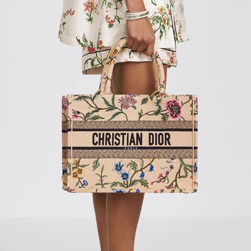 Dior Book Tote Petites Fleurs Motif Canvas Beige - Image 5