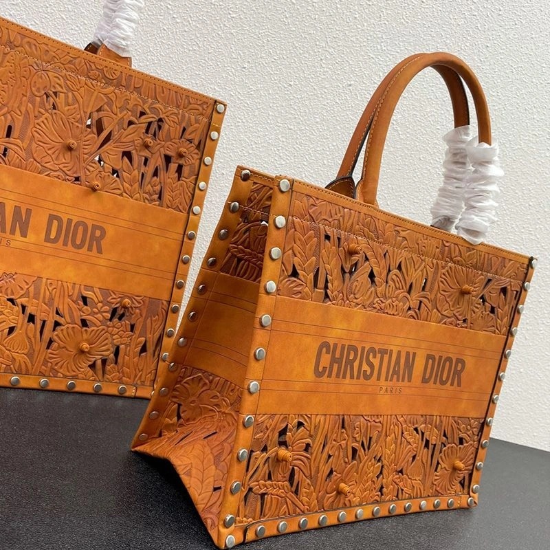 Dior Book Tote Rosette Calfskin Brown - Image 3