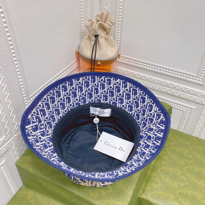 Dior Bucket Hat Shawn Logo D-Oblique Motif Cotton Blue - Image 3