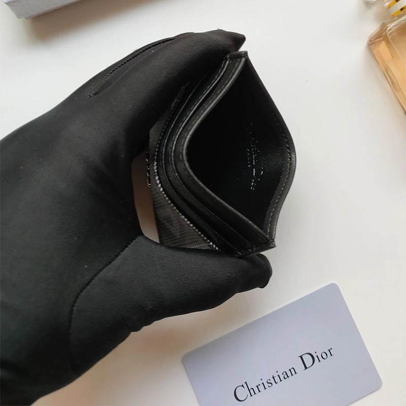 Dior Card Holder CD Diamond Motif Calfskin Black - Image 3