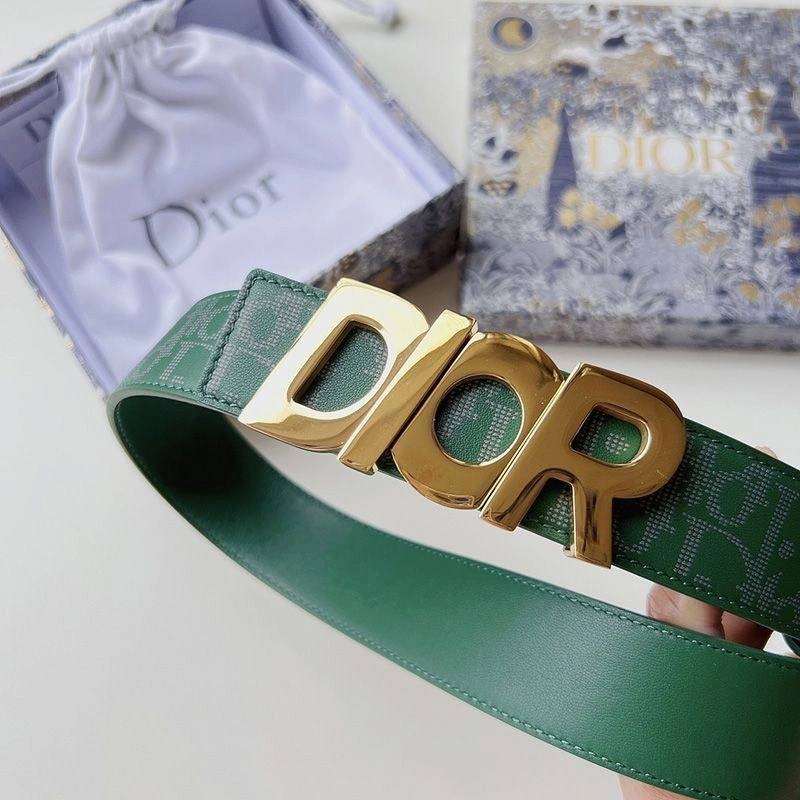 Dior Italic Buckle Reversible Belt Oblique Galaxy Leather Green - Image 3