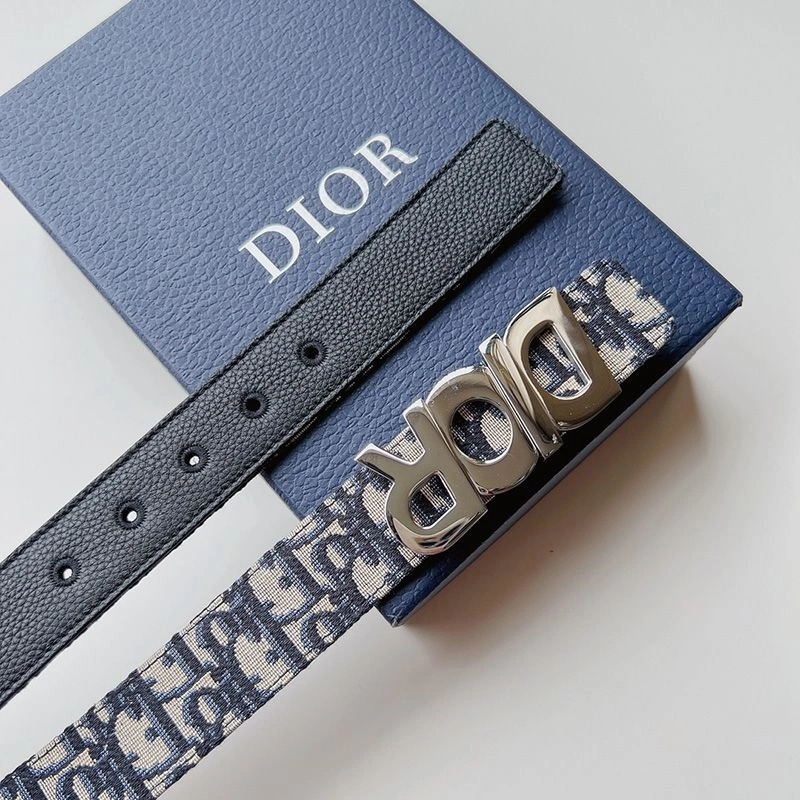 Dior Italic Buckle Reversible Belt Oblique Motif Canvas Blue - Image 3