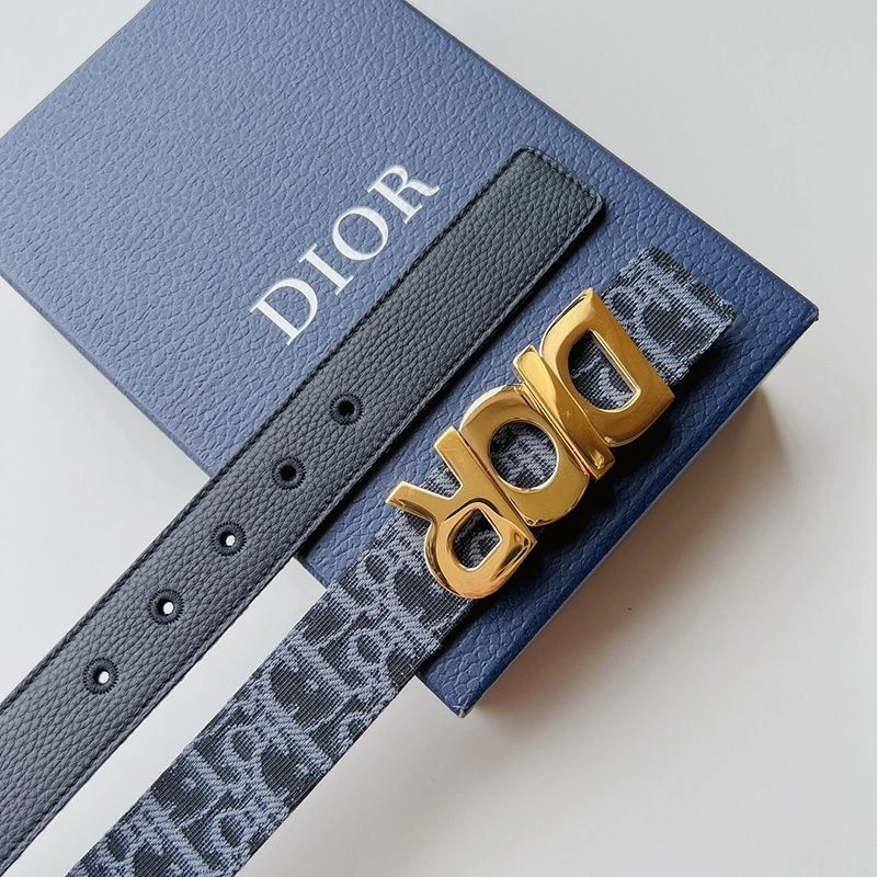 Dior Italic Buckle Reversible Belt Oblique Motif Canvas Navy Blue - Image 3