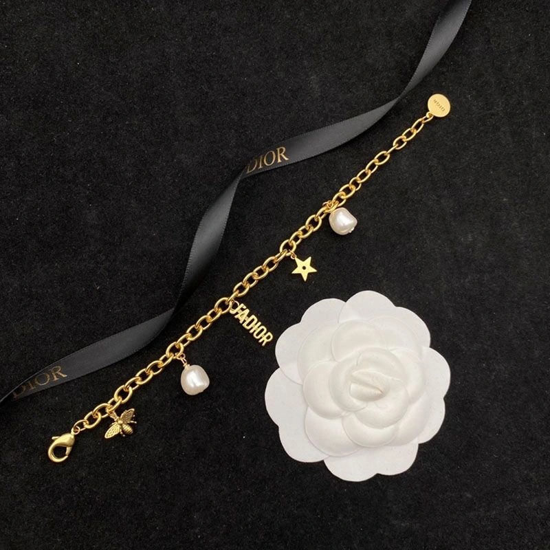 Dior J'ADIOR Bracelet Metal, White Resin Pearls Gold - Image 3