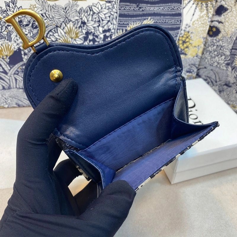 Dior Saddle Three-Fold Wallet Oblique Motif Canvas Blue - Image 3