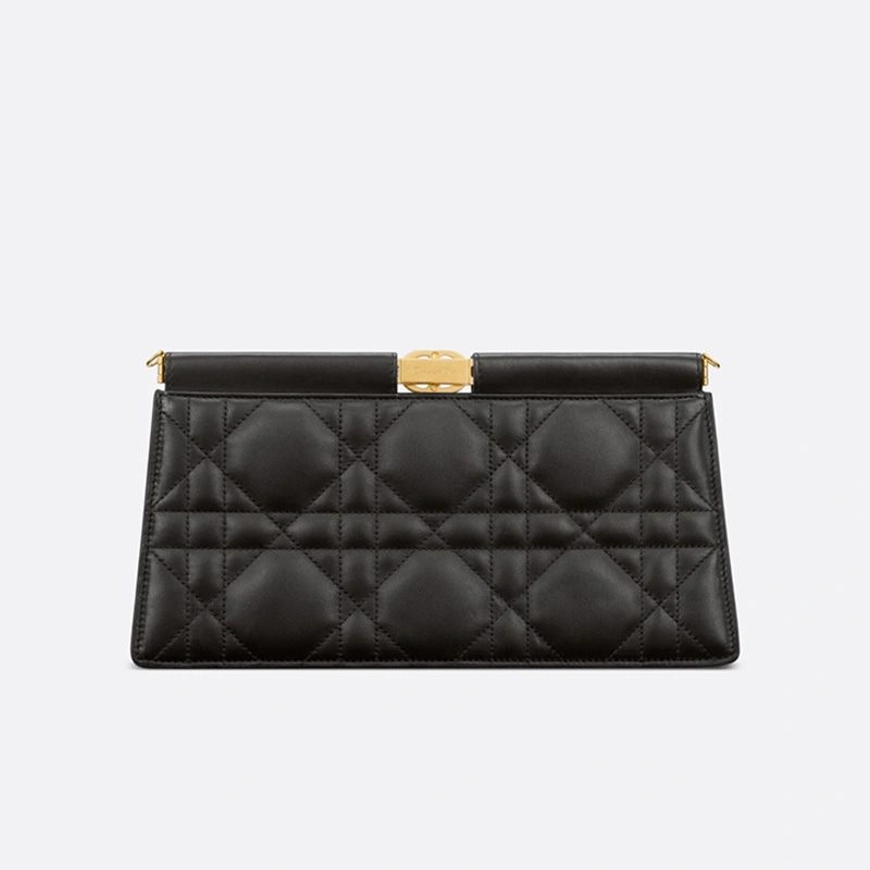 Dior Caro Colle Noire Clutch with Chain Cannage Lambskin Black - Image 3