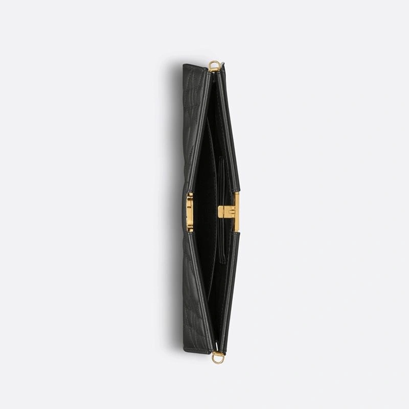Dior Caro Colle Noire Clutch with Chain Cannage Lambskin Black - Image 4
