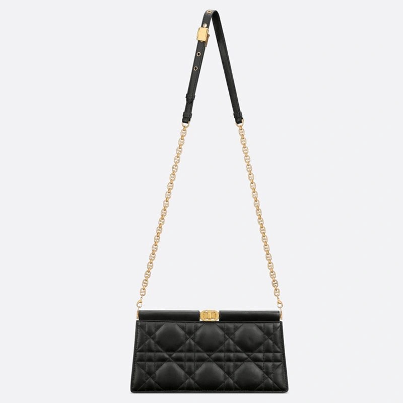 Dior Caro Colle Noire Clutch with Chain Cannage Lambskin Black - Image 5