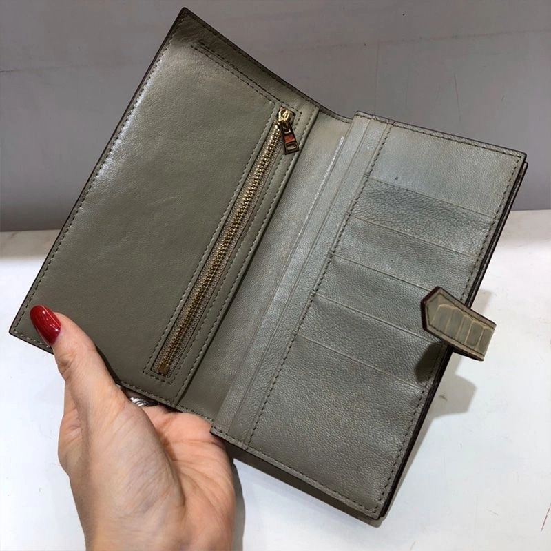 Hermes Bearn Wallet Alligator Leather Gold Hardware In Grey - Image 3