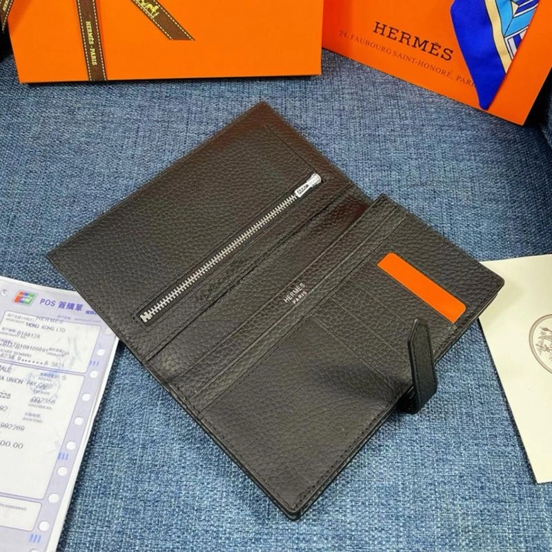 Hermes Bearn Wallet Togo Leather Palladium Hardware In Black - Image 3