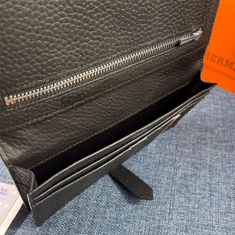 Hermes Bearn Wallet Togo Leather Palladium Hardware In Black - Image 4