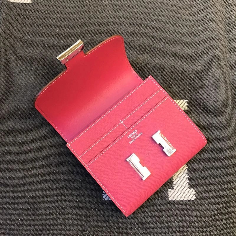 Hermes Constance Compact Wallet Epsom Leather Palladium Hardware In Rose - Image 3