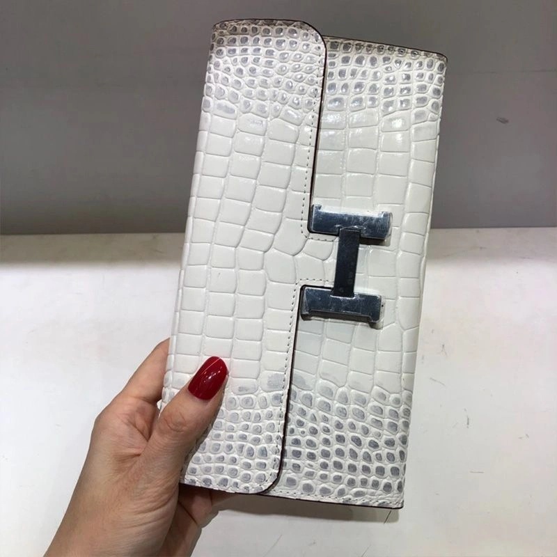 Hermes Constance Wallet Alligator Leather Palladium Hardware In White - Image 3