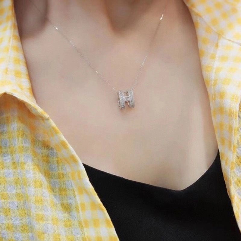 Hermes Crystals Pop H Pendant Necklaces In Silver - Image 3