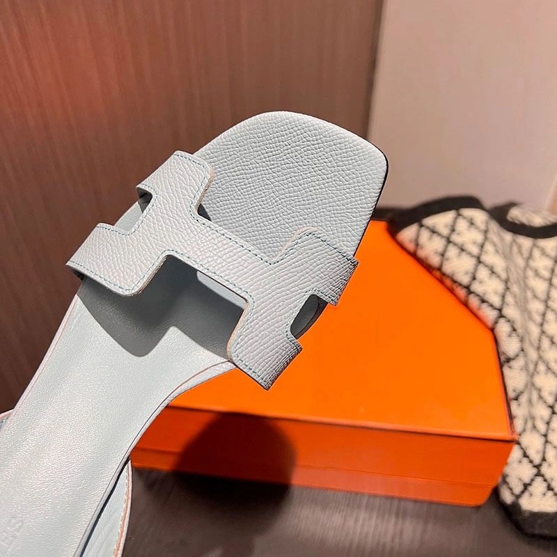 Hermes Eternite 95 Slingback Sandals Women Grained Calfskin In Sky Blue - Image 4