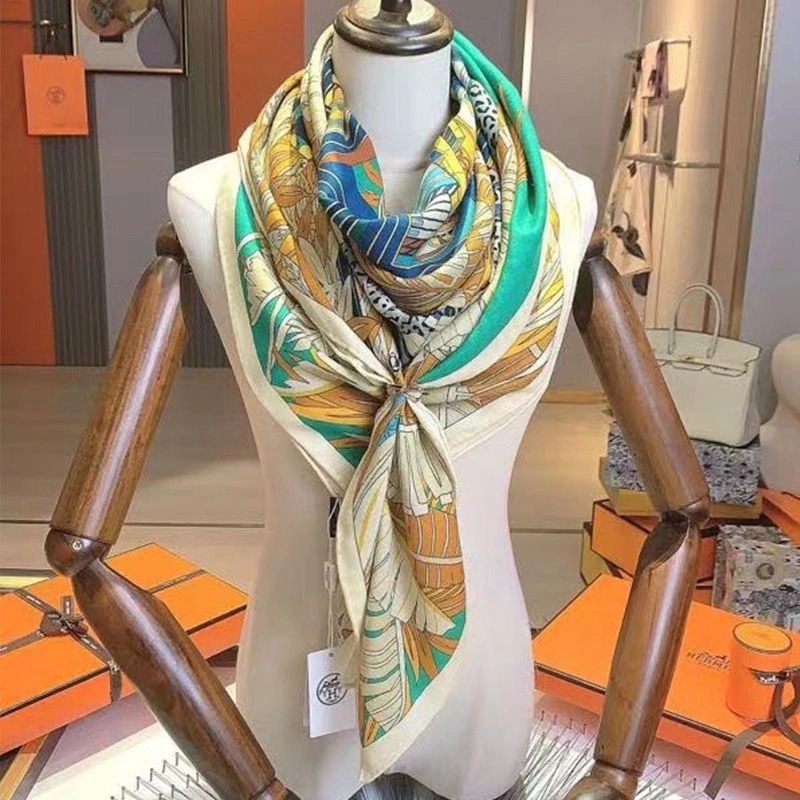 Hermes Les Douze Leopards Shawl 140 In Blue - Image 3