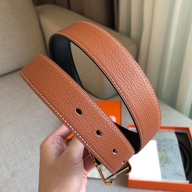 Hermes Society Buckle 32MM Reversible Belt Togo Leather In Brown - Image 3