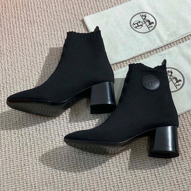 Hermes Volver 60 Ankle Boots Women Knit In Black - Image 4