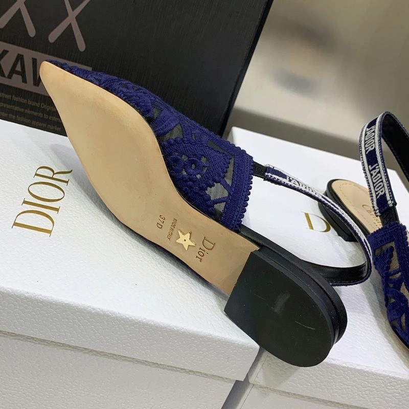 J'Adior Slingback Pumps Women D-Lace Macrame Motif Mesh Blue - Image 7