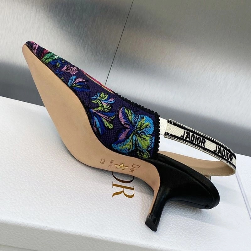 J'Adior Slingback Pumps Women Toile de Jouy Voyage Motif Canvas Multi Blue - Image 5