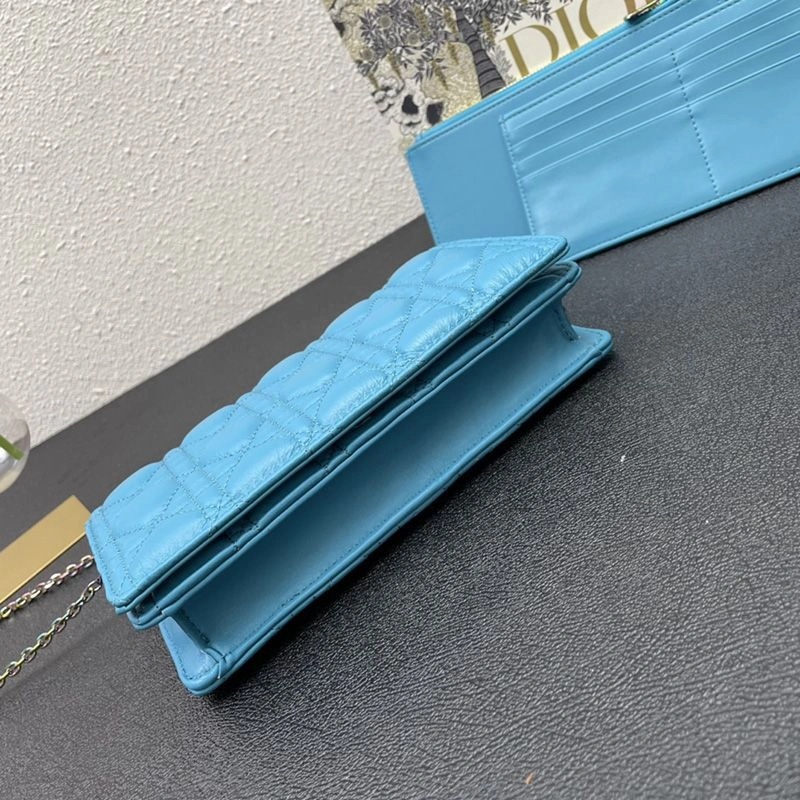 Lady Dior Pouch Emblematic Cannage Lambskin Blue - Image 3