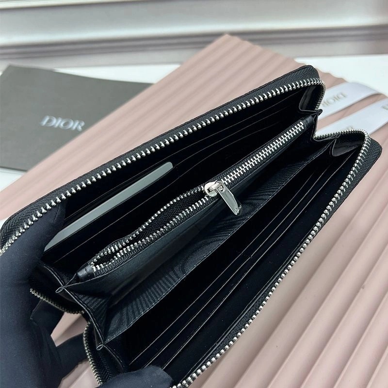 Large Dior Zip Wallet Oblique Motif Canvas Black - Image 4